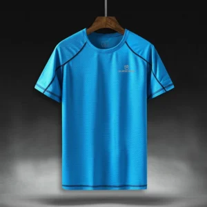 QUESHARK Professional Men Quick Dry Running T Shirt Loose Tops Breathable Gym Camping Hiking Cycling T shirts